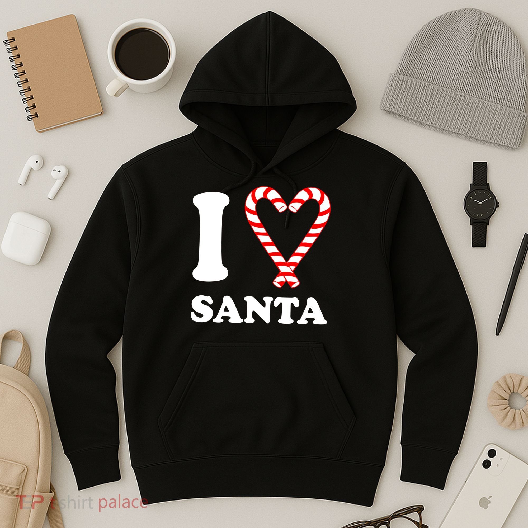 I Heart Santa Candy Cane Hoodie