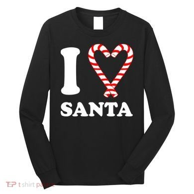 I Heart Santa Candy Cane Long Sleeve Shirt