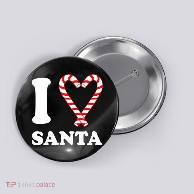 I Heart Santa Candy Cane Button