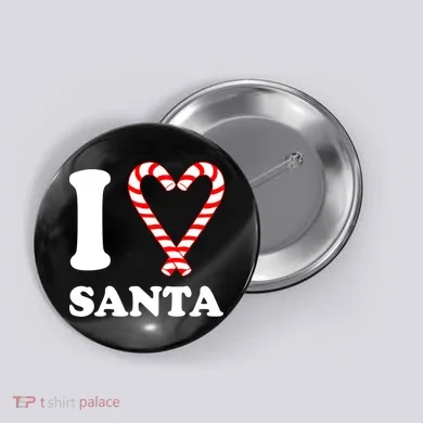 I Heart Santa Candy Cane Button