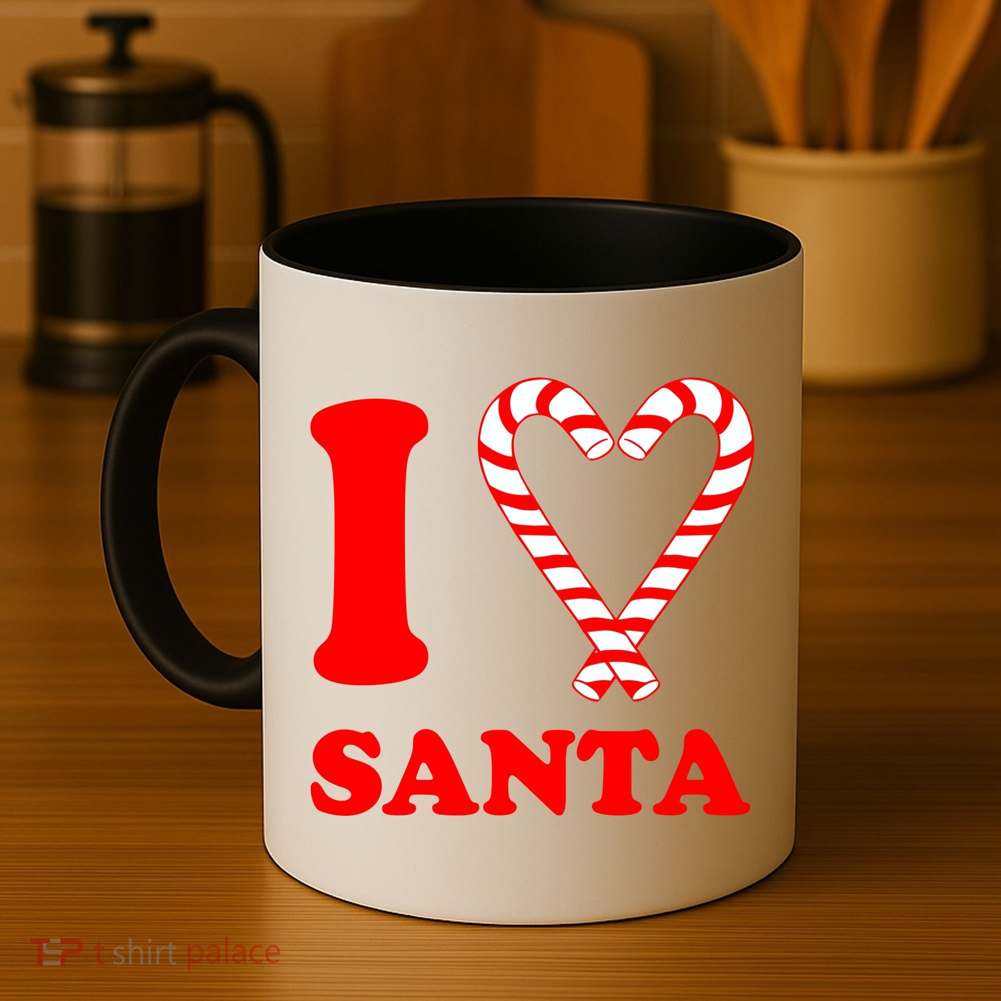 I Heart Santa Candy Cane Coffee Mug