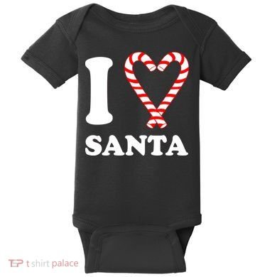 I Heart Santa Candy Cane Baby Bodysuit
