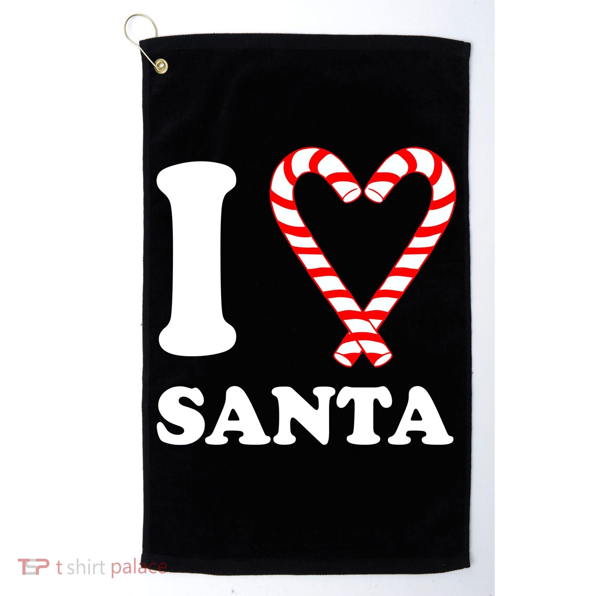 I Heart Santa Candy Cane Golf Towel