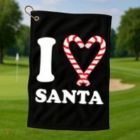 I Heart Santa Candy Cane Golf Towel thumb 1