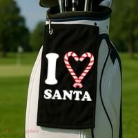 I Heart Santa Candy Cane Golf Towel thumb 2