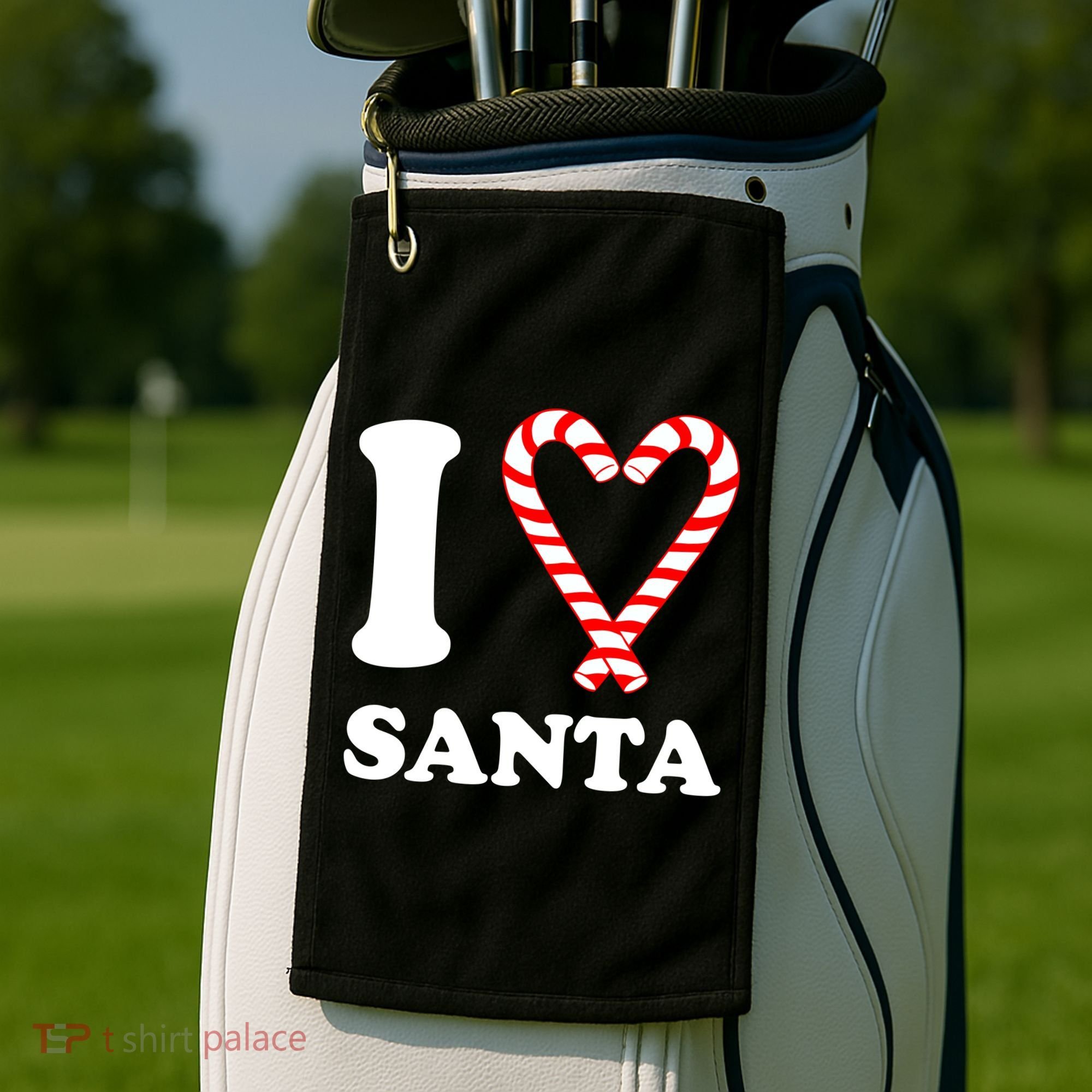 I Heart Santa Candy Cane Golf Towel