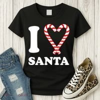 I Heart Santa Candy Cane Women's T-Shirt thumb 3