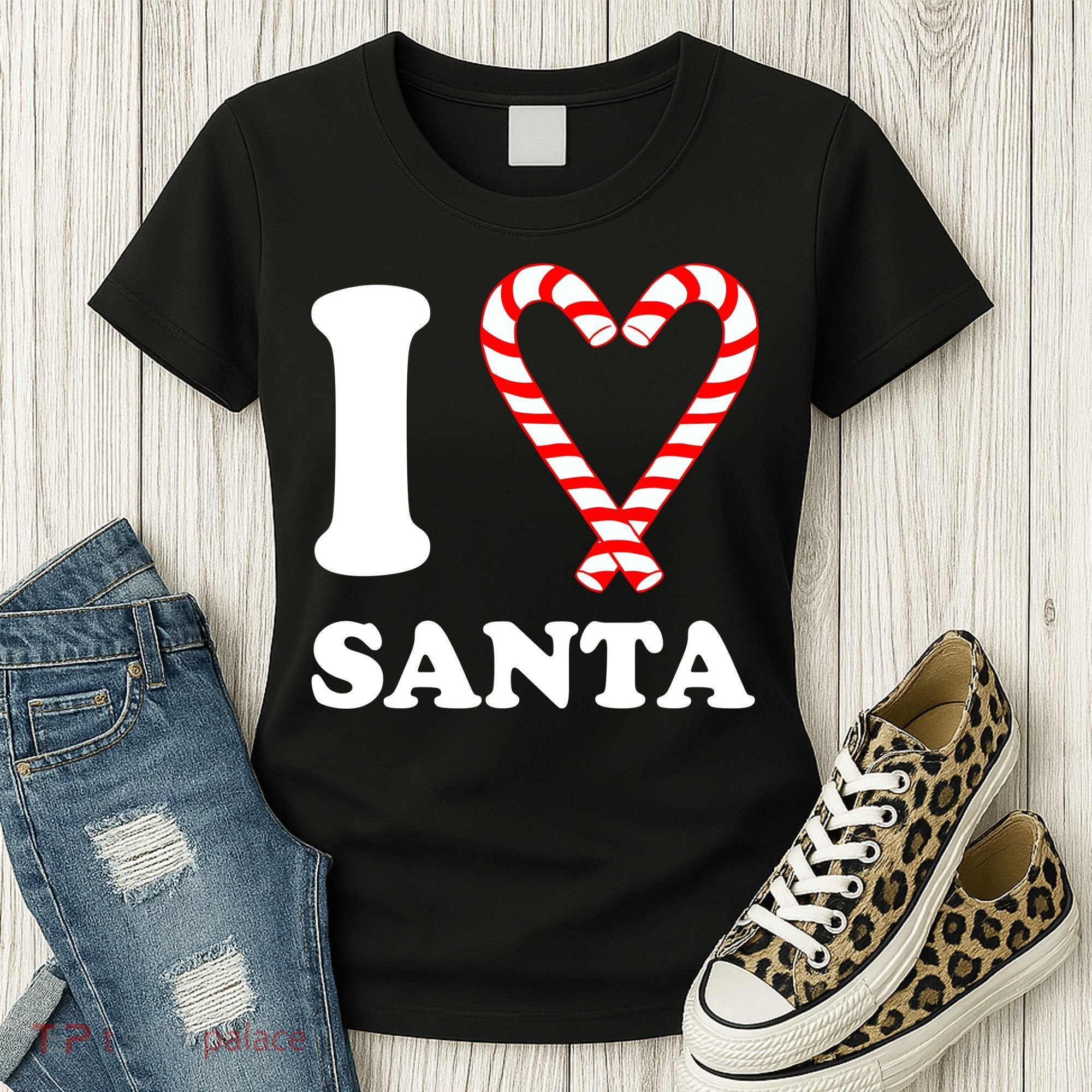 I Heart Santa Candy Cane Women's T-Shirt
