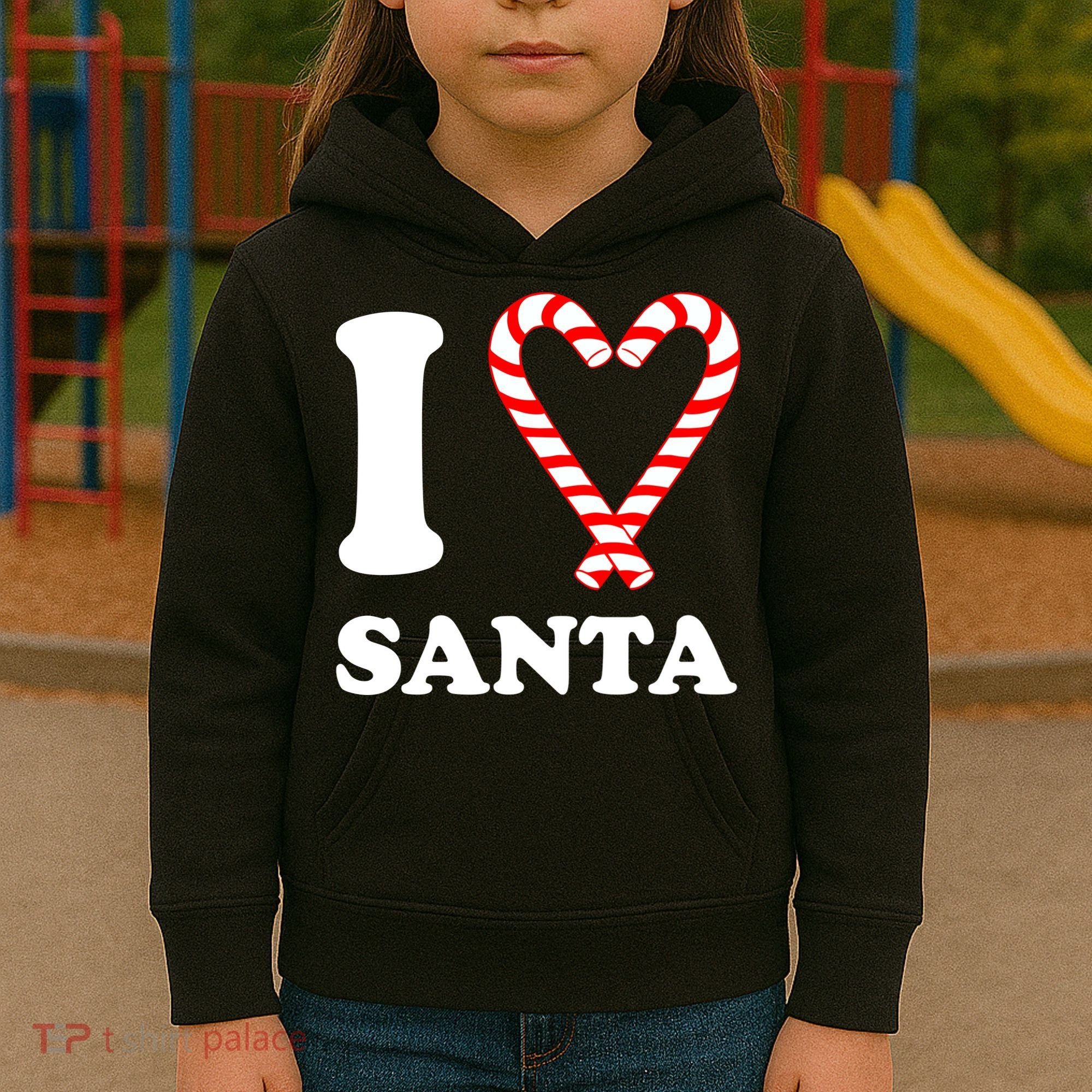 I Heart Santa Candy Cane Kids Hoodie