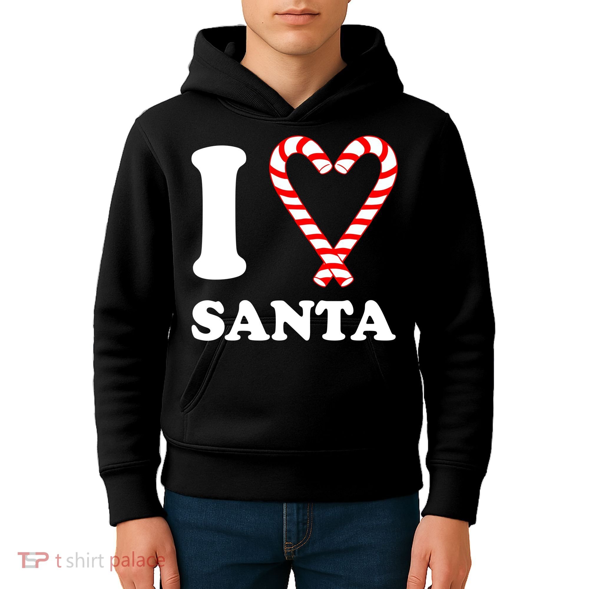 I Heart Santa Candy Cane Kids Hoodie