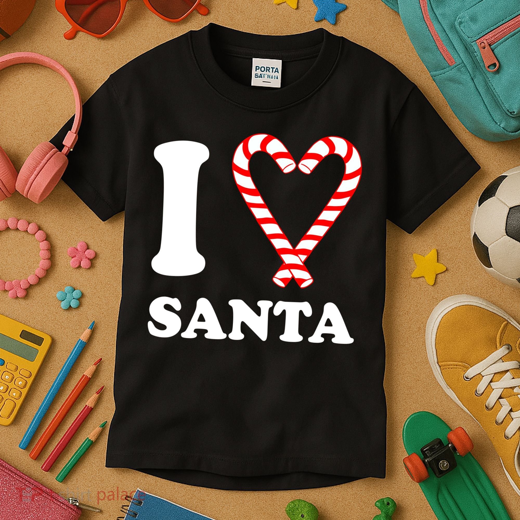 I Heart Santa Candy Cane Kids T-Shirt