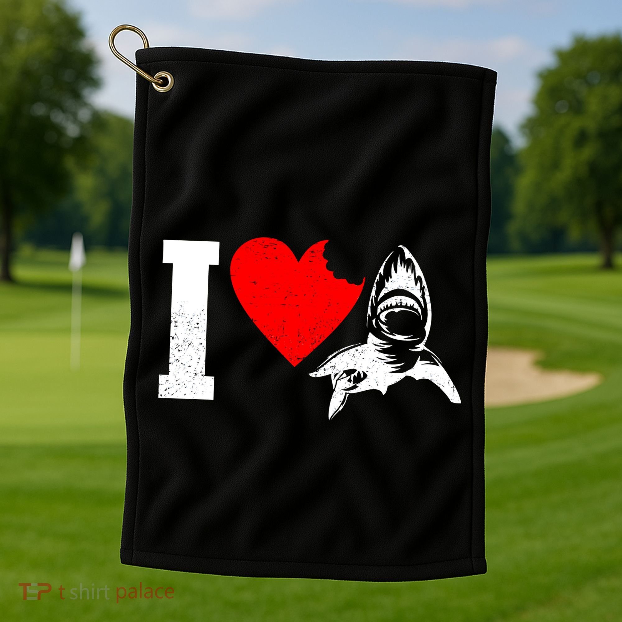 I Heart Sharks Golf Towel