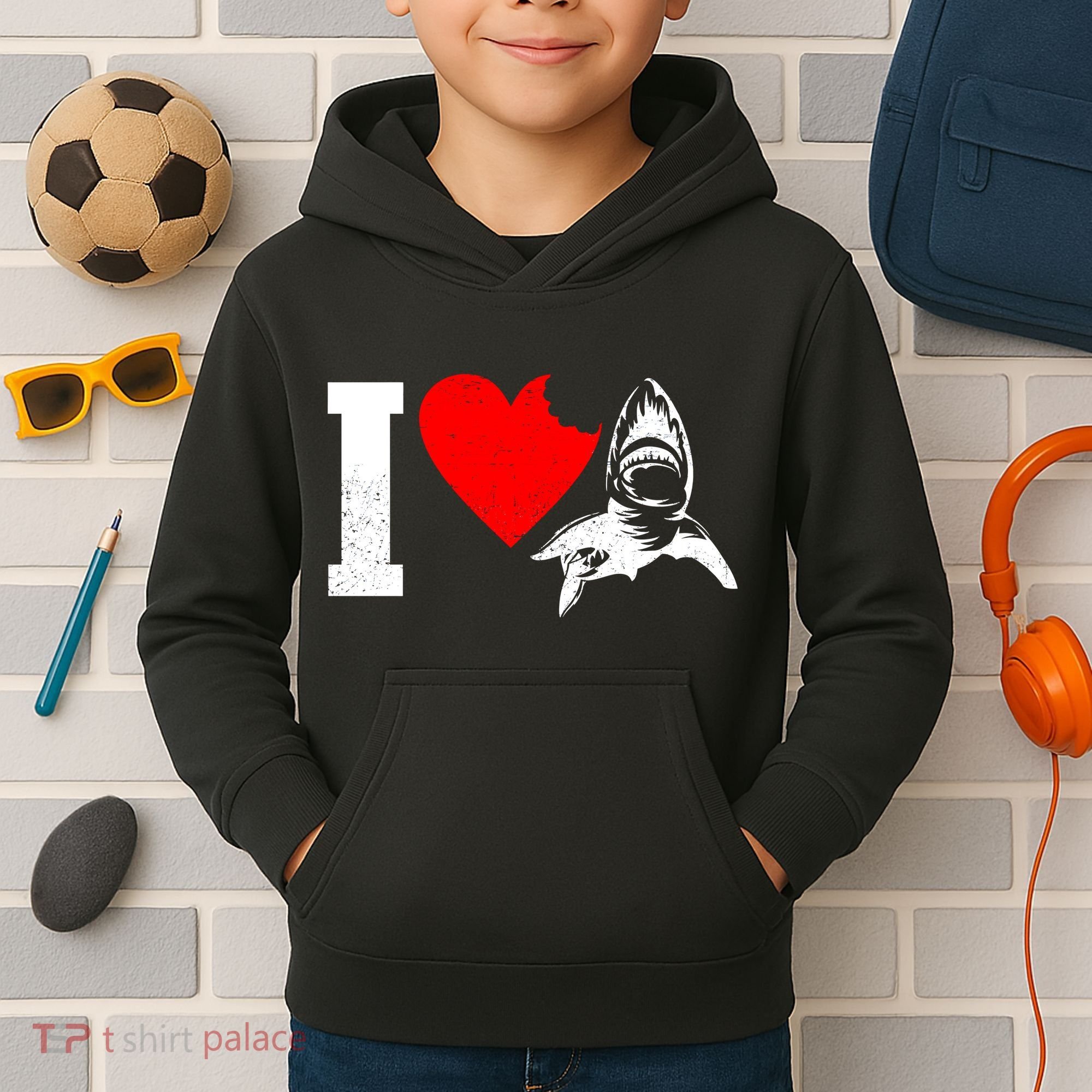 I Heart Sharks Kids Hoodie