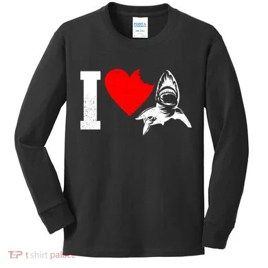 I Heart Sharks Kids Long Sleeve Shirt