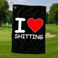 I Heart Shitting Poop Golf Towel thumb 1