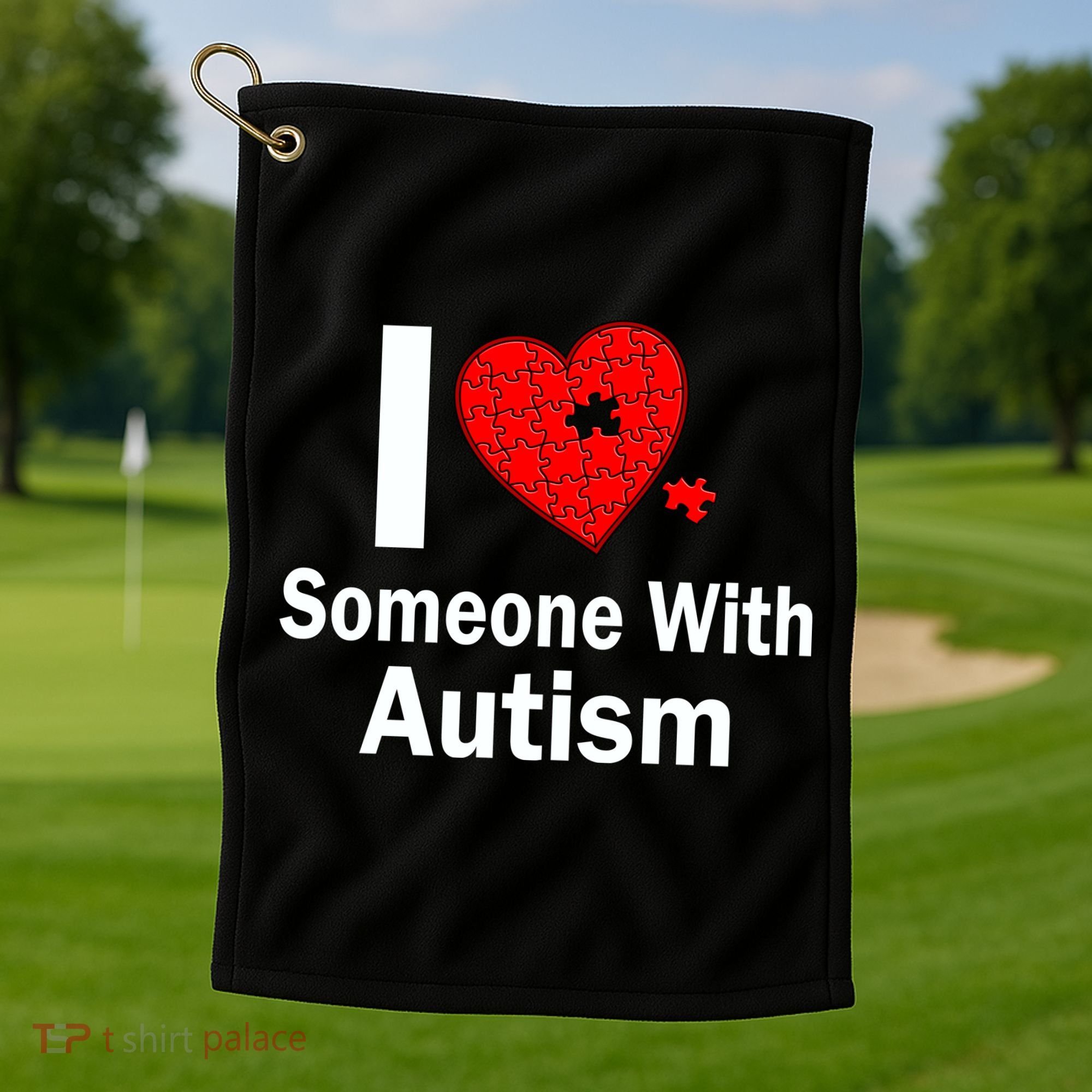 I Heart Someone With Autism Golf Towel
