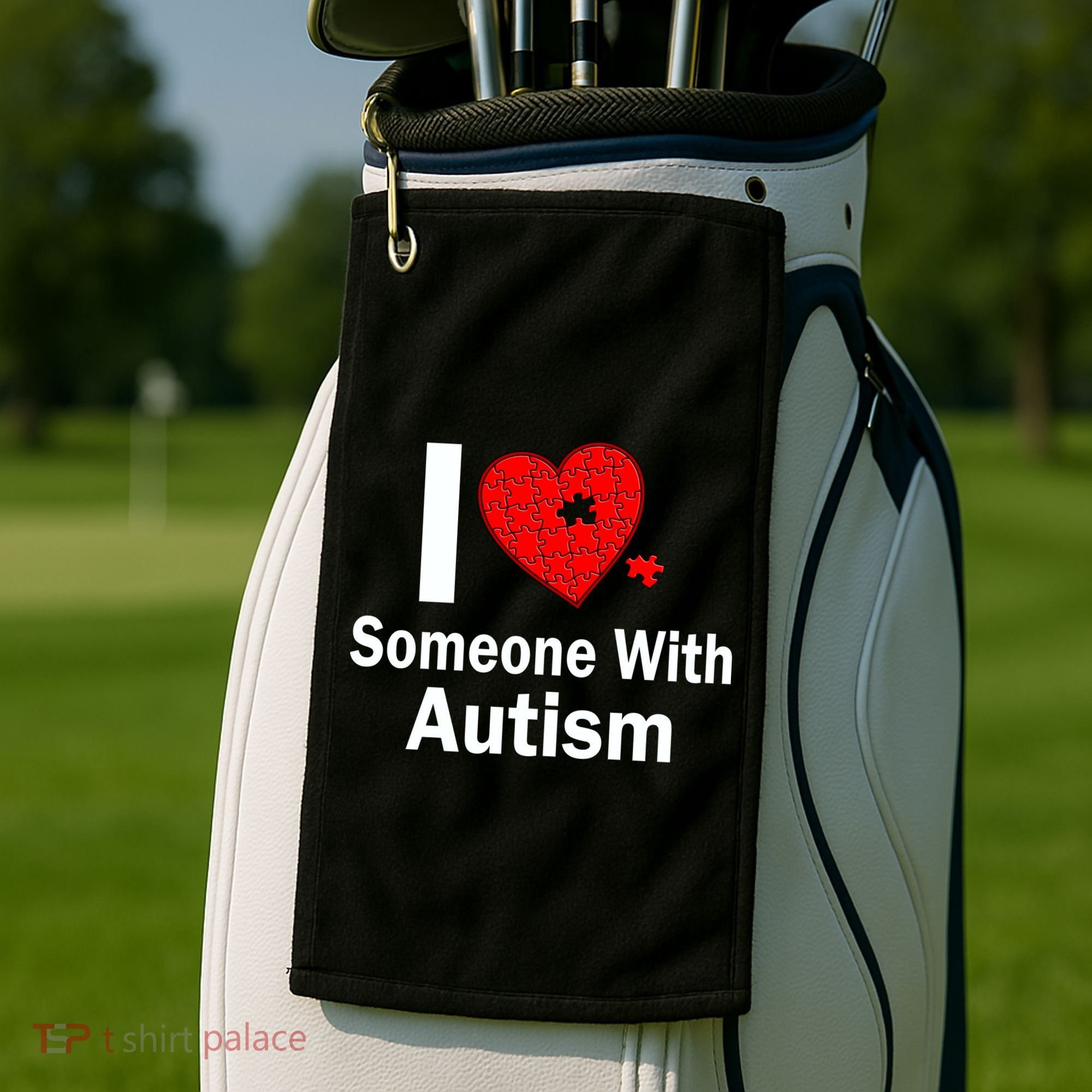 I Heart Someone With Autism Golf Towel