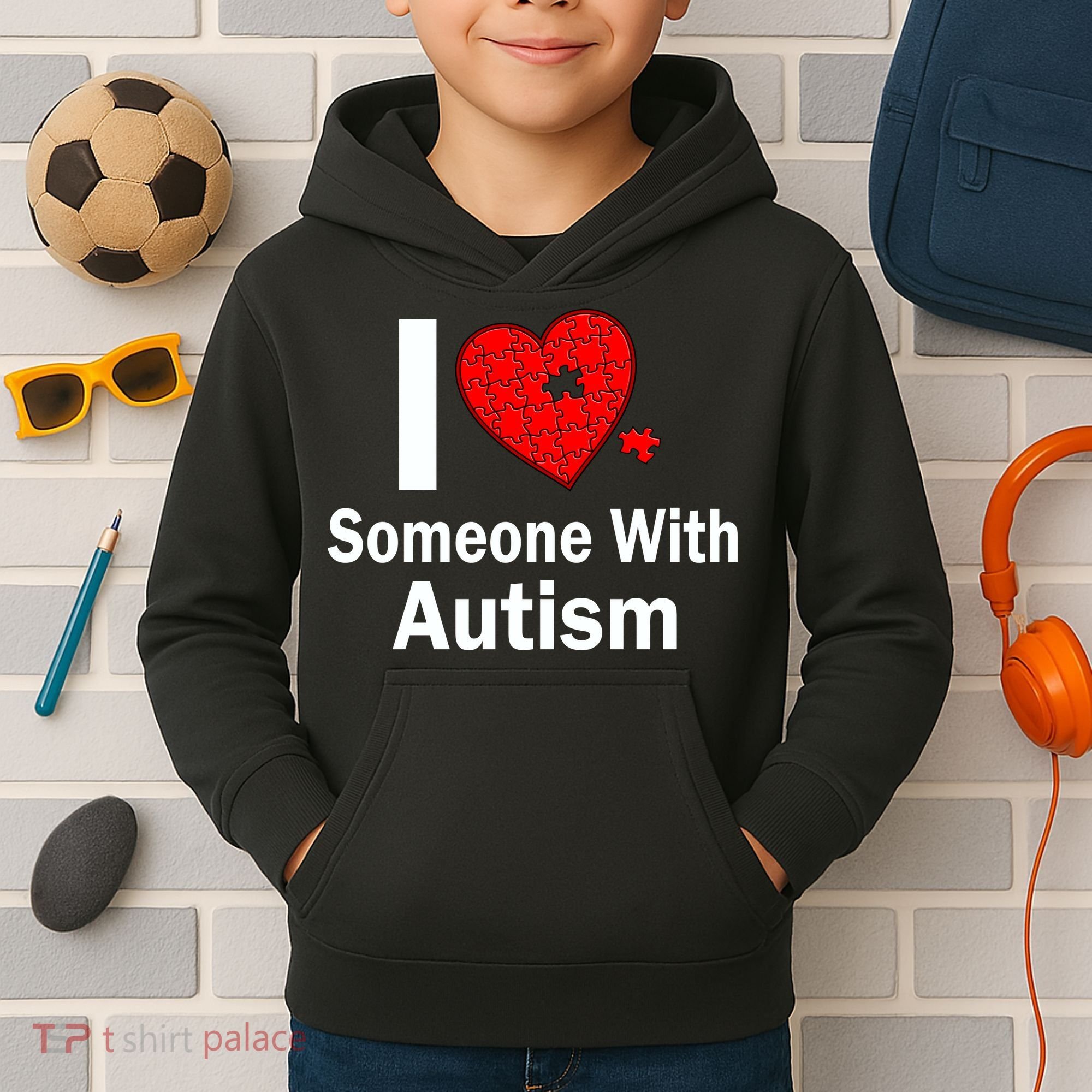 I Heart Someone With Autism Kids Hoodie