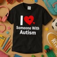 I Heart Someone With Autism Kids T-Shirt thumb 3