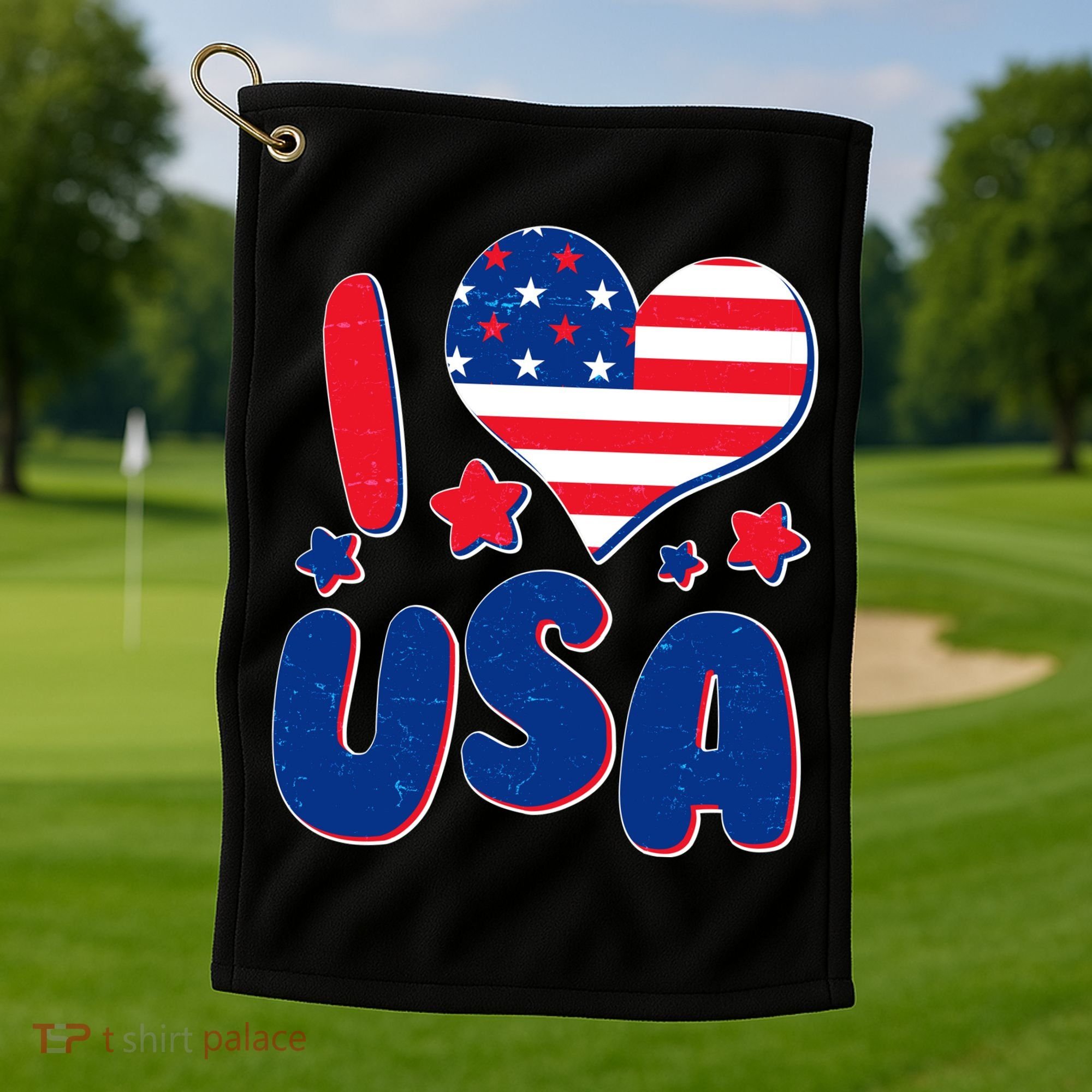 I Heart USA Golf Towel