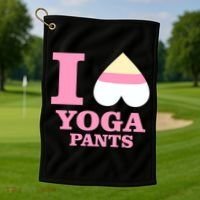 I Heart Yoga Pants Golf Towel thumb 1