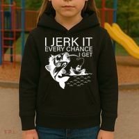 I Jerk It Every Chance I Get Funny Fishing Kids Hoodie thumb 3