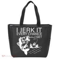 I Jerk It Every Chance I Get Funny Fishing Tote Bag thumb 0