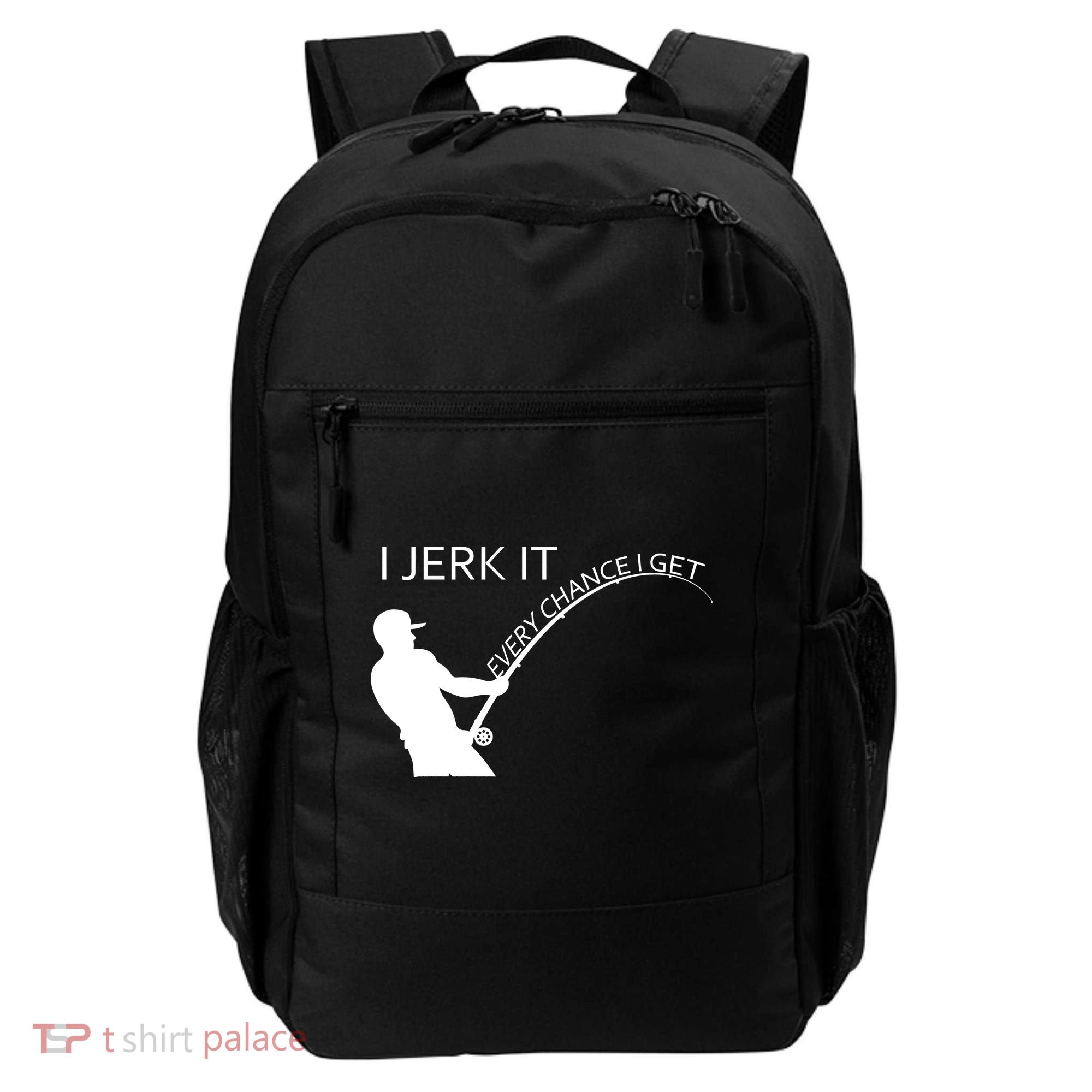 I Jerk It Funny Fishing Pole Backpack
