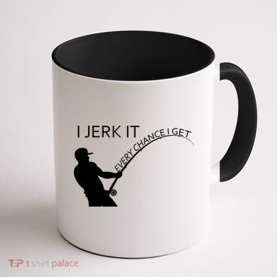 I Jerk It Funny Fishing Pole Coffee Mug back