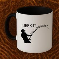 I Jerk It Funny Fishing Pole Coffee Mug thumb 2