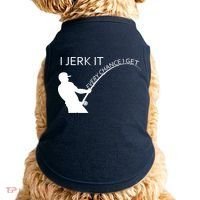 I Jerk It Funny Fishing Pole Doggie Tank thumb 0