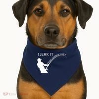 I Jerk It Funny Fishing Pole USA-Made Doggie Bandana thumb 1