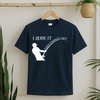I Jerk It Funny Fishing Pole T-Shirt thumb 2