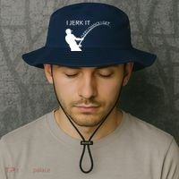 I Jerk It Funny Fishing Pole Bucket Hat thumb 2