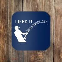 I Jerk It Funny Fishing Pole Coaster thumb 0