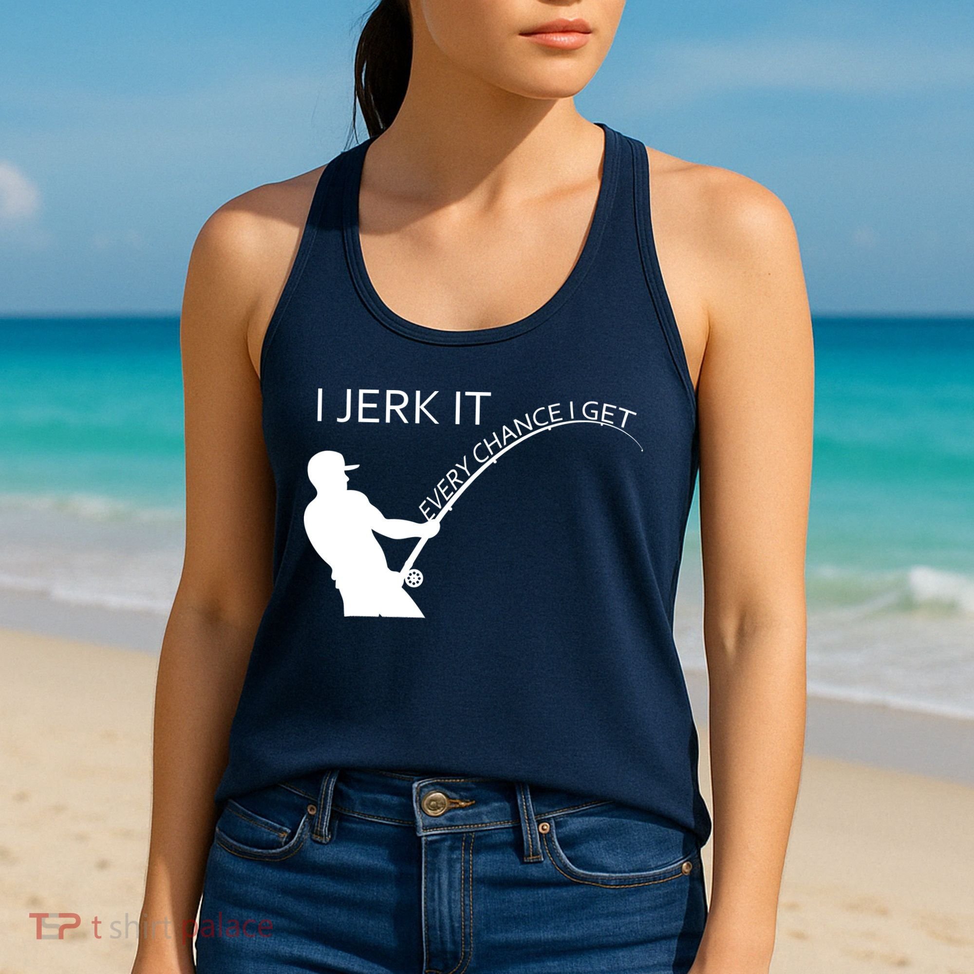 I Jerk It Funny Fishing Pole Women's Tank Top
