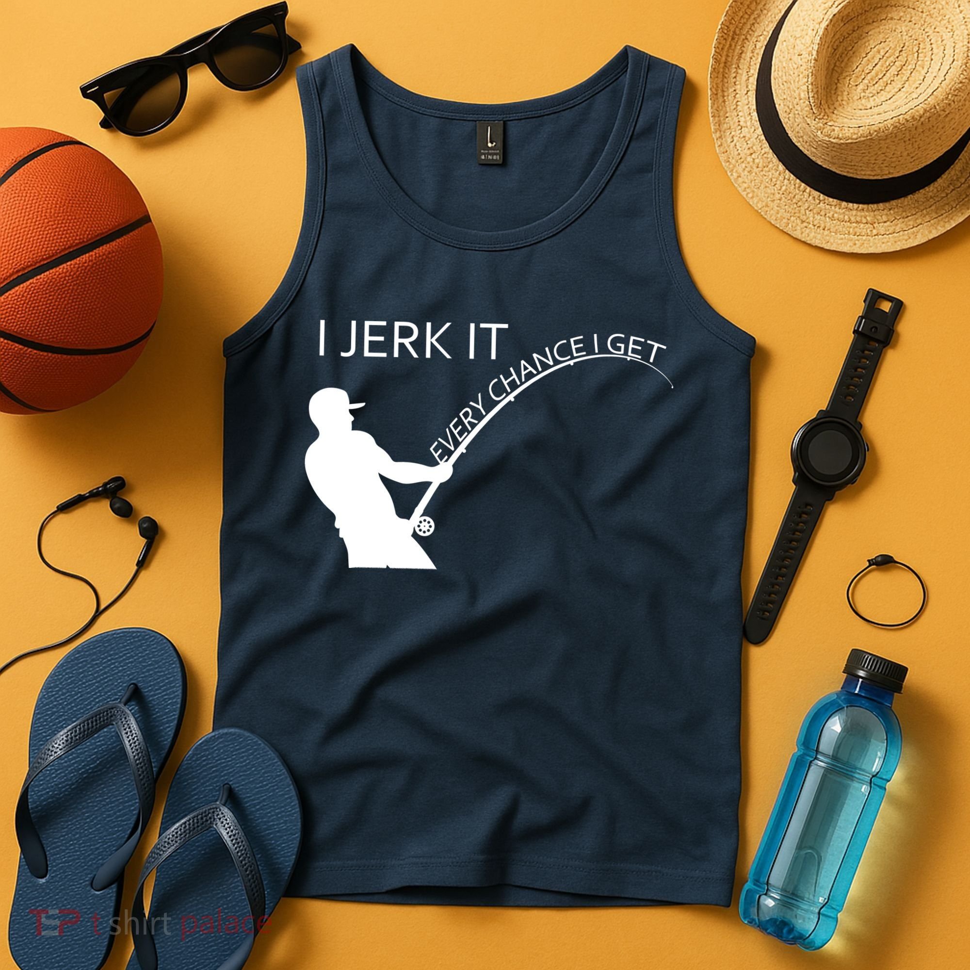 I Jerk It Funny Fishing Pole Tank Top