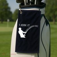 I Jerk It Funny Fishing Pole Golf Towel thumb 2
