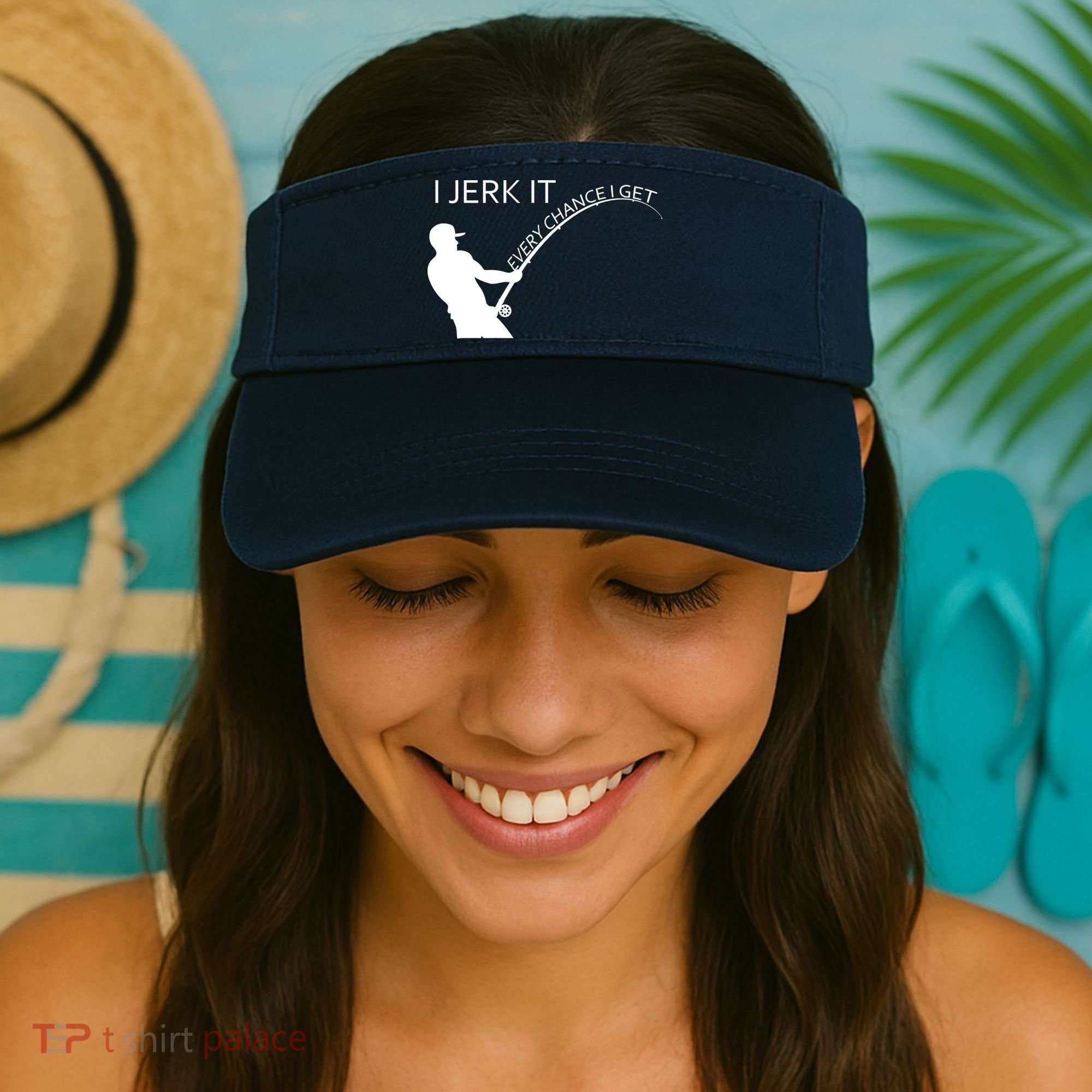 I Jerk It Funny Fishing Pole Visor