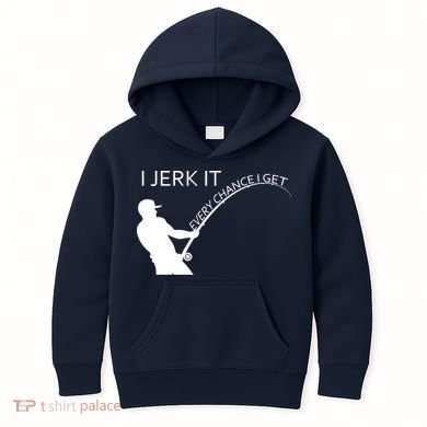 I Jerk It Funny Fishing Pole Kids Hoodie
