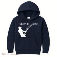 I Jerk It Funny Fishing Pole Kids Hoodie thumb 0