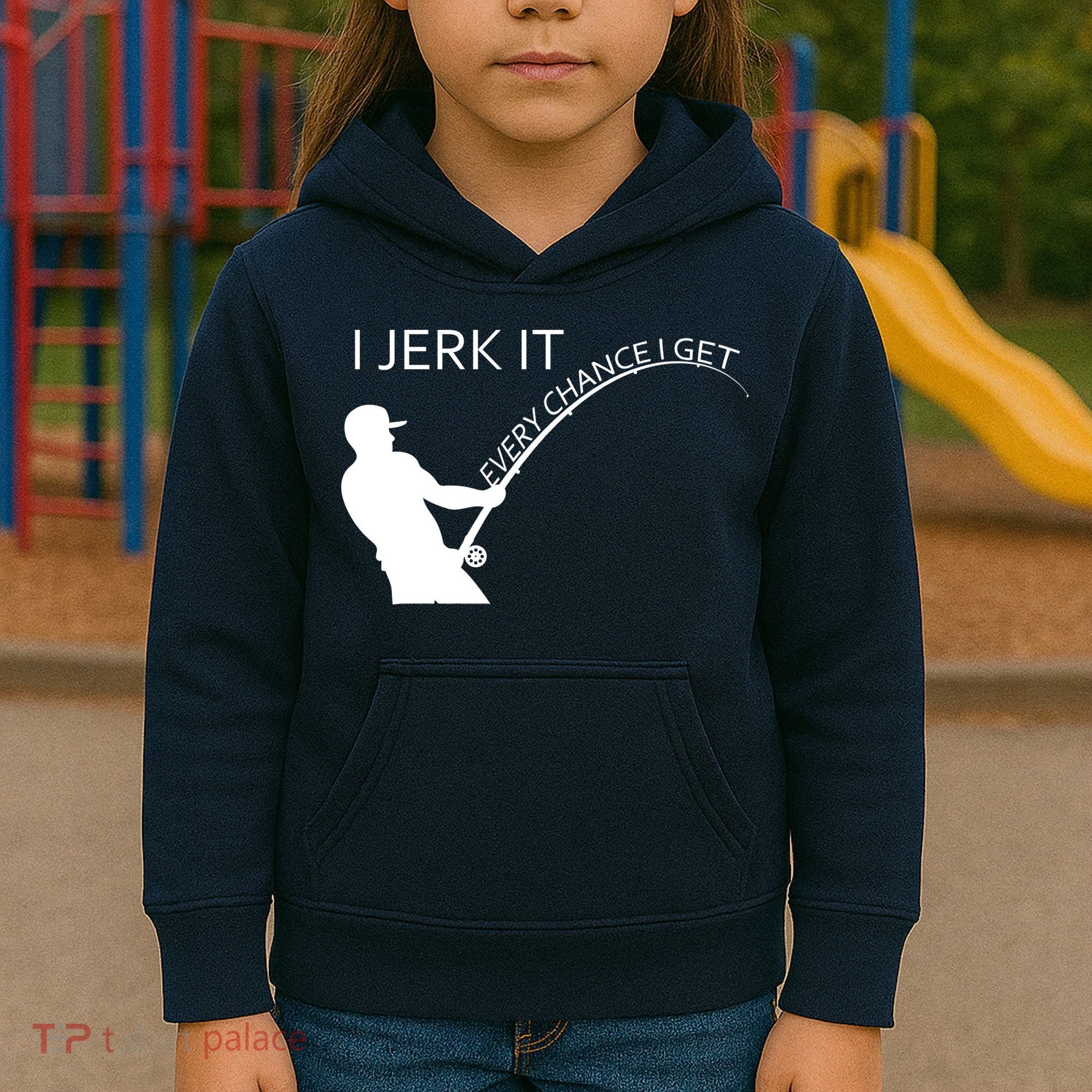 I Jerk It Funny Fishing Pole Kids Hoodie