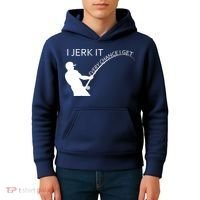 I Jerk It Funny Fishing Pole Kids Hoodie thumb 4