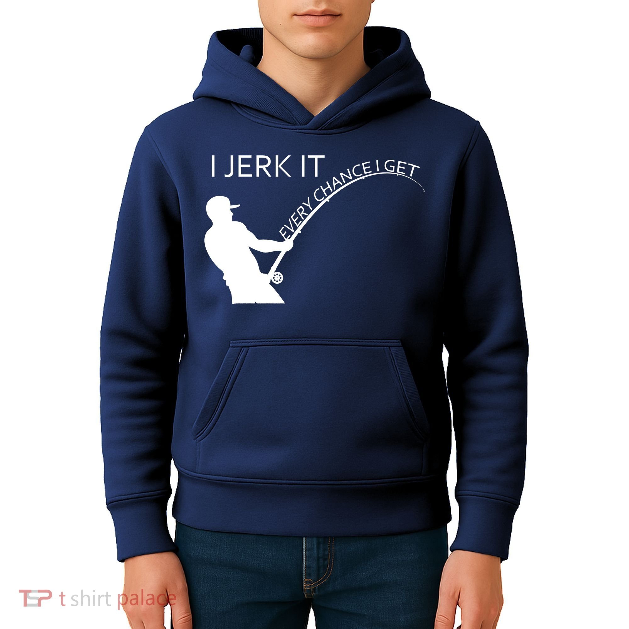 I Jerk It Funny Fishing Pole Kids Hoodie