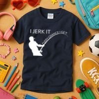 I Jerk It Funny Fishing Pole Kids T-Shirt thumb 3