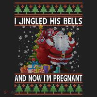 I Jingle His Bells Now I'm Pregnant Ugly Christmas Women's Sweatshirt thumb 2