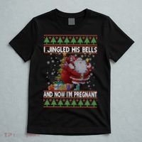 I Jingle His Bells Now I'm Pregnant Ugly Christmas T-Shirt thumb 5
