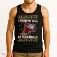 I Jingle His Bells Now I'm Pregnant Ugly Christmas Tank Top thumb 3