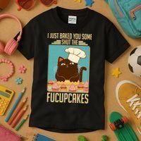 I Just Baked You Some Shut The Fucupcakes Cat Kids T-Shirt thumb 3