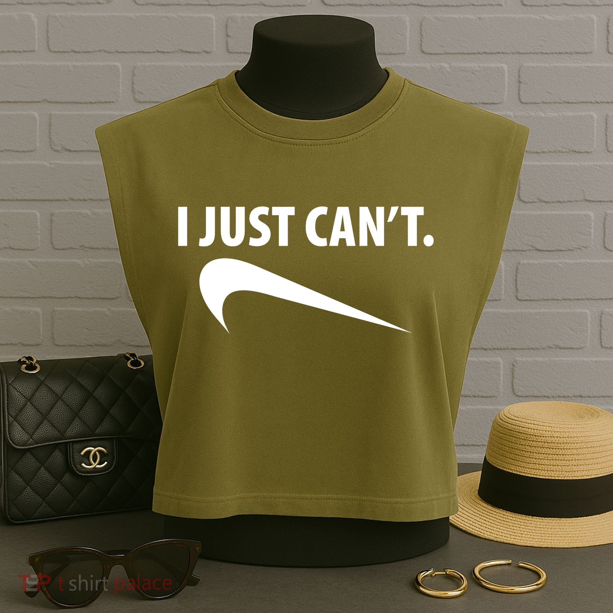 I Just Can't Funny Parody Garment-Dyed Women's Muscle Tee